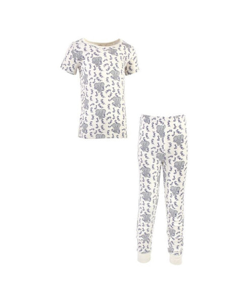 Пижама Touched by Nature Baby Boys Organic Cotton Tight-Fit Pajama Set, Blue Elephant.