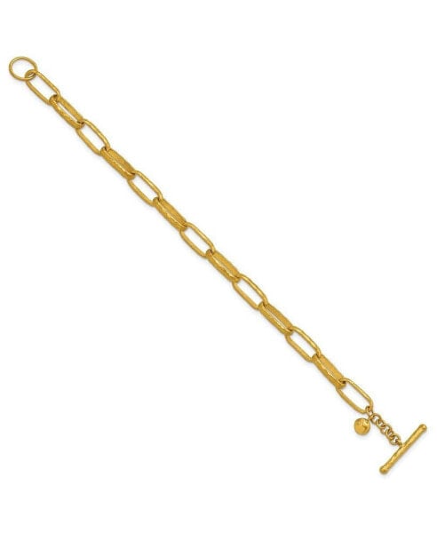 18k Yellow Gold Textured Solid Oval Link Chain Bracelet