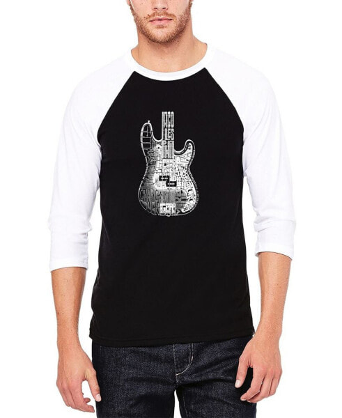 Men's Raglan Baseball Word Art Bass Guitar T-shirt