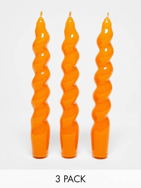 MAEGEN Orange Spiral Taper Candle 3-Pack