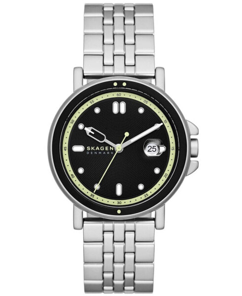 Men's Signatur Sport Three Hand Date Silver-Tone Stainless Steel Watch 40mm