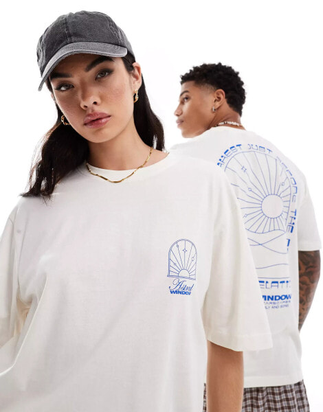 ONLY & SONS relaxed fit t-shirt with astra back print in white