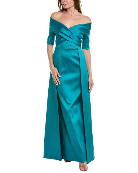 Teri Jon By Rickie Freeman Off-The-Shoulder Gown Women's Blue 2