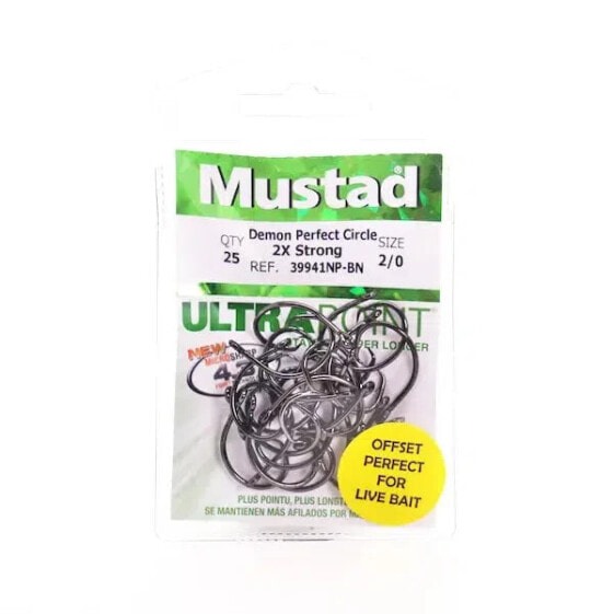 Mustad 39941NP-BN 2X Strong Demon Offset Circle Hook