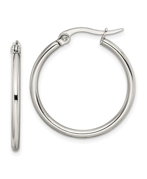 Stainless Steel Polished Diameter Hoop Earrings