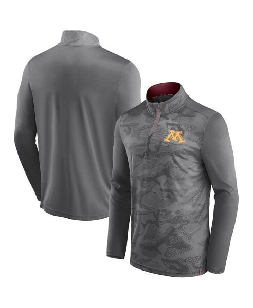 Men's Gray Minnesota Golden Gophers Depth Chart Camo Jacquard Quarter-Zip Jacket