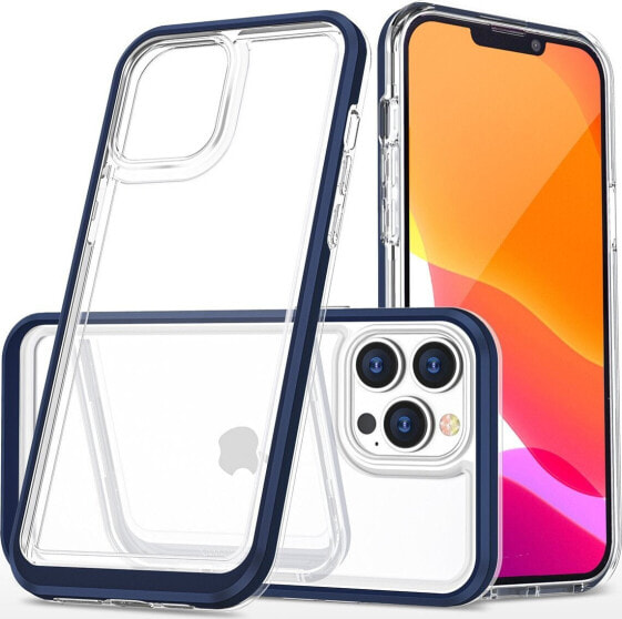 Hurtel Clear 3in1 etui iPhone 14 Pro Max silikonowy pokrowiec z ramką niebieskie