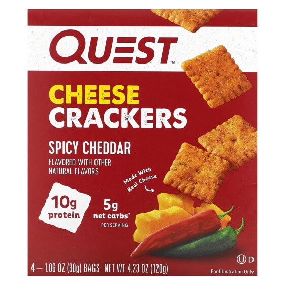 Cheese Crackers, Spicy Cheddar, 4 Bags 1.06 oz (30 g) Each