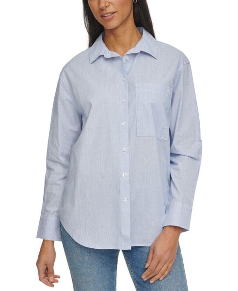 Women's Cotton Striped Boyfriend-Fit Shirt