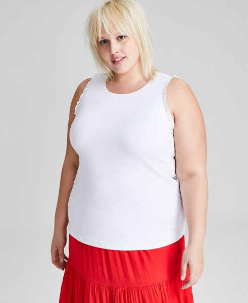 Plus Size Ruffle-Trim Tank Top, Created for Macy's