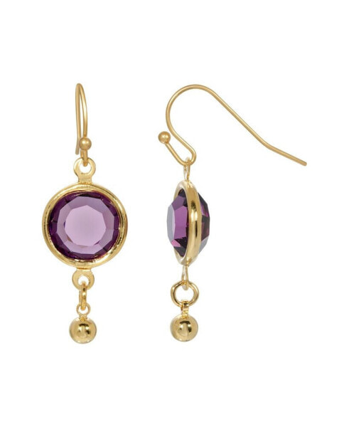 Women's Gold Tone Purple Channel Wire Drop Earrings