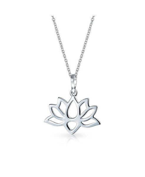 Lotus Flower Blossom Cut Out Pendant Necklace For Women For Girlfriend For Yogi .925 Sterling Silver With Chain