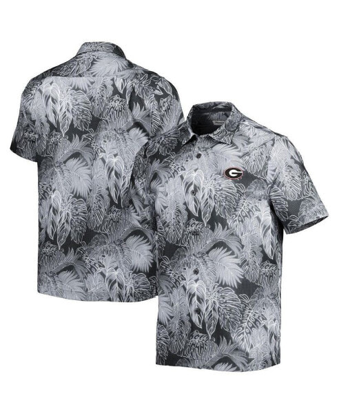 Men's Black Georgia Bulldogs Big Tall Coast Luminescent Fronds Island Zone Button-Up Camp Shirt