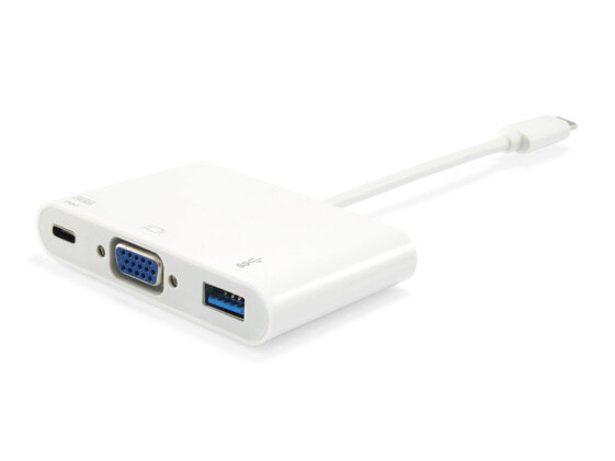 Адаптер Equip USB Type C to VGA Female/USB A Female/PD Adapter - USB 3.2 Gen 1 (3.1 Gen 1) Type-C - White - USB 3.2 Gen 1 (3.1 Gen 1) Type-A - USB 3.2 Gen 1 (3.1 Gen 1) Type-C - VGA - Plastic - China - CE - RoHS