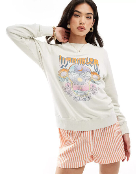 Wrangler vintage print sweatshirt in ecru