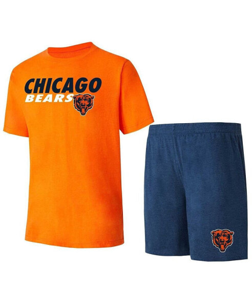 Men's Navy, Orange Chicago Bears Meter T-shirt and Shorts Sleep Set