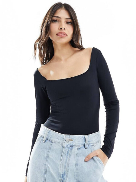 Bershka seamless bodysuit in black