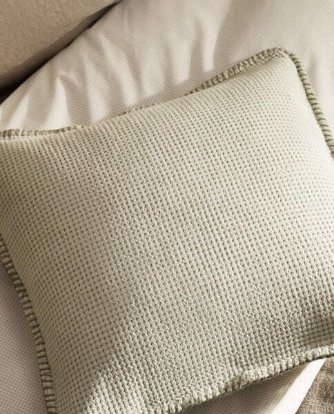 Textured waffle-knit cushion cover