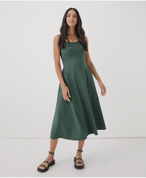 Women's Organic Cotton Fit & Flare Midi Dress - Shorty