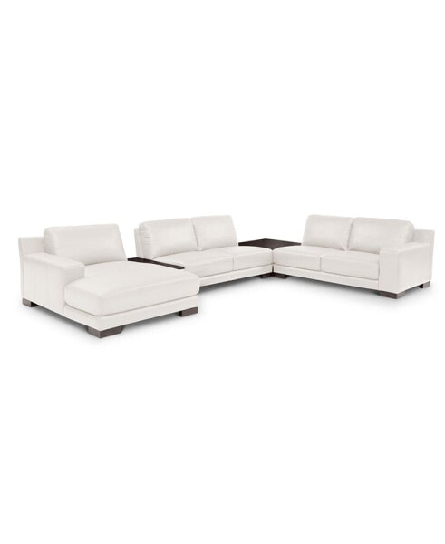 Darrium 5-Pc. Leather Chaise Sectional with Corner Table & Console, Created for Macy's