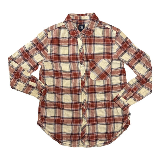 GAP Women's Long Sleeve Button Down Relaxed Fit Flannel Shirt