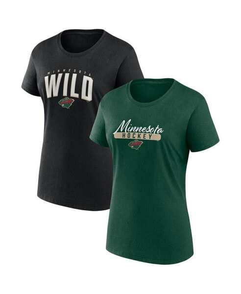 Women's Green, Black Minnesota Wild Two-Pack Fan T-shirt Set