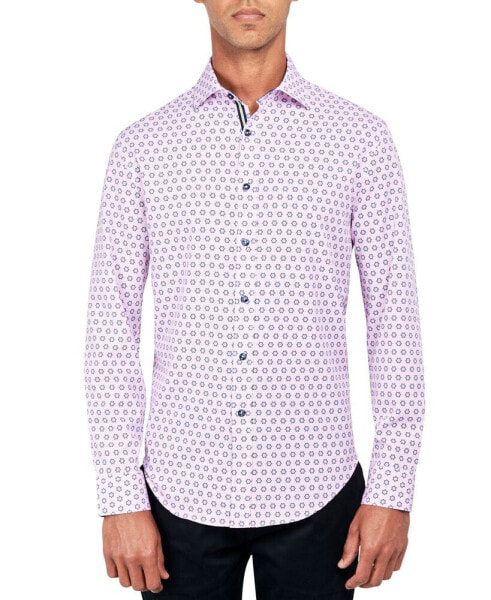 Men's Regular-Fit Non-Iron Performance Stretch Star Geo-Print Button-Down Shirt