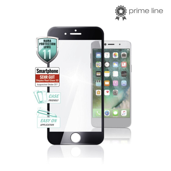 Защитное стекло Hama для Apple iPhone 6 Plus/7 Plus/8 Plus черное, устойчивое к царапинам и ударам
