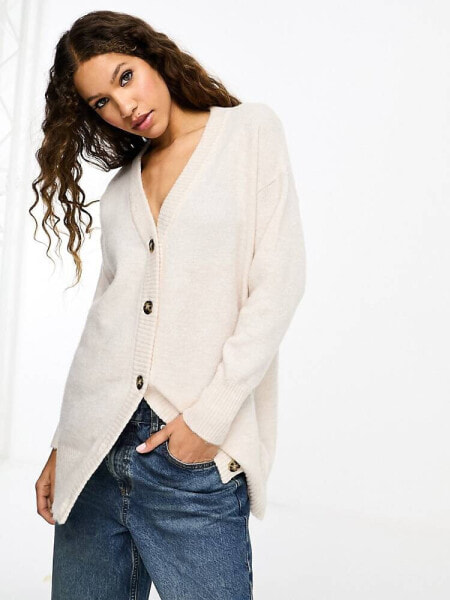 Selected Femme chuck on button through cardigan in cream