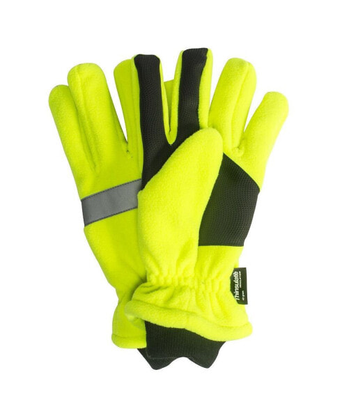 Men's High Vis Waterproof Fleece Gloves, High Vis Green