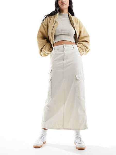 Pimkie cargo midi skirt in white