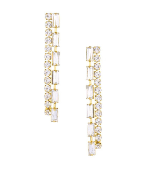 18K Gold Plated Baquette Linear Earrings