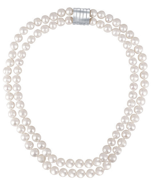 Double/Double Row Real White Pearl Necklace JL0656