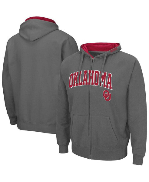 Men's Charcoal Oklahoma Sooners Arch & Team Logo 3.0 Full-Zip Hoodie