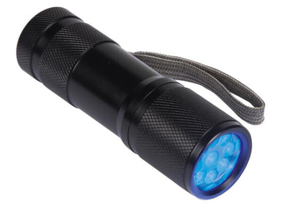 Velleman EFL41UV - Hand flashlight - Black - Aluminium - Buttons - LED - 9 lamp(s)