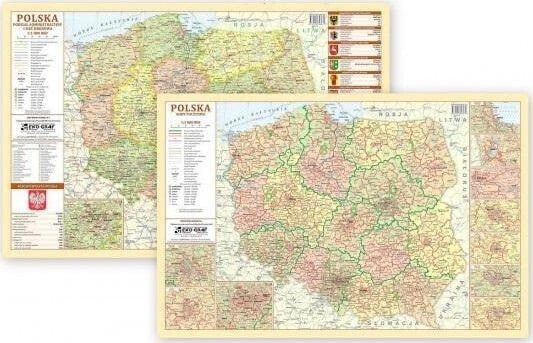 EkoGraf Podkładka na biurko - Mapa adm. i kodowa Polska