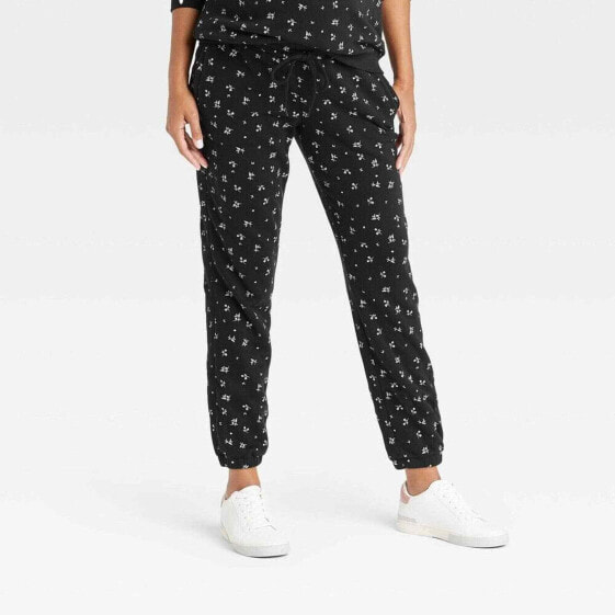 The Nines by HATCH French Terry Maternity Sweatpants Black Floral Size Large