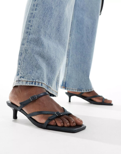 Pull&Bear open toe sandal in black