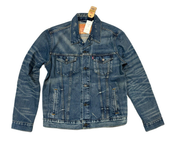 Levis Trucker Jacket Mens Denim Button Jacket Levis Color Distressed Blue 0264