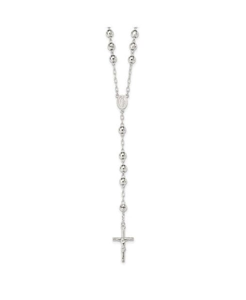 Sterling Silver Polished Rosary Pendant Necklace 26"