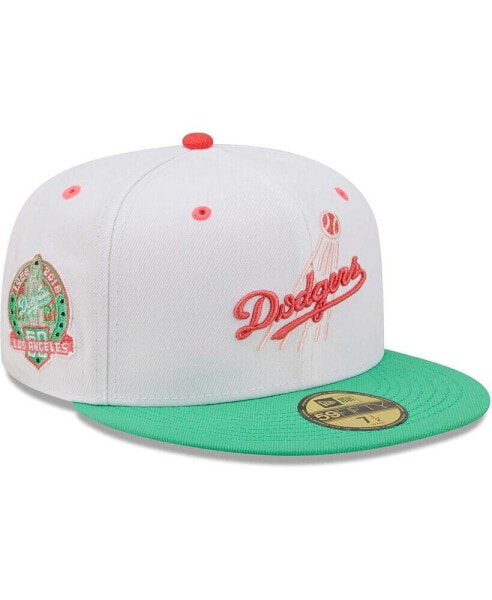 Men's White, Green Los Angeles Dodgers 50Th Anniversary In Los Angeles Watermelon Lolli 59Fifty Fitted Hat
