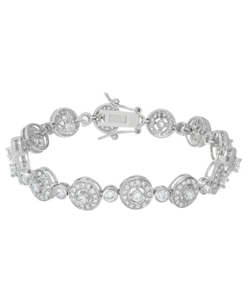 Fine Silver Plated Cubic Zirconia Circle Link Bracelet