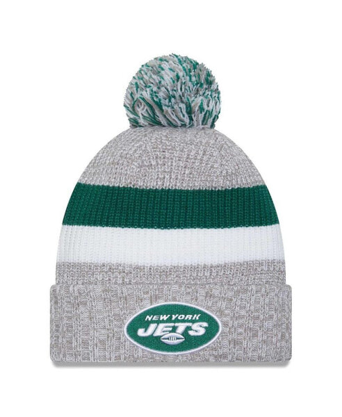 Men's Heather Gray New York Jets Cuffed Knit Hat with Pom