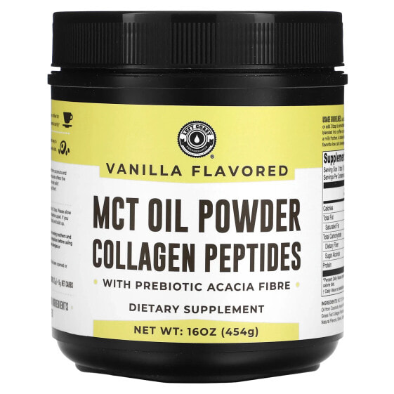 MCT Oil Powder Collagen Peptides with Prebiotic Acacia Fibre, Vanilla, 16 oz (454 g)