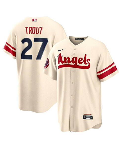 Мужская футболка Nike Los Angeles Angels City Connect Replica Player Jersey Майк Траут Сливочный