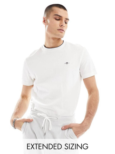 GANT shield logo tipped pique t-shirt in white