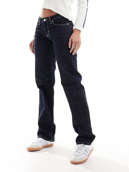 Weekday Arrow low waist regular fit straight leg jeans in blue rinse wash