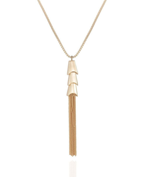 Gold-Tone Long Tassel Chain Necklace