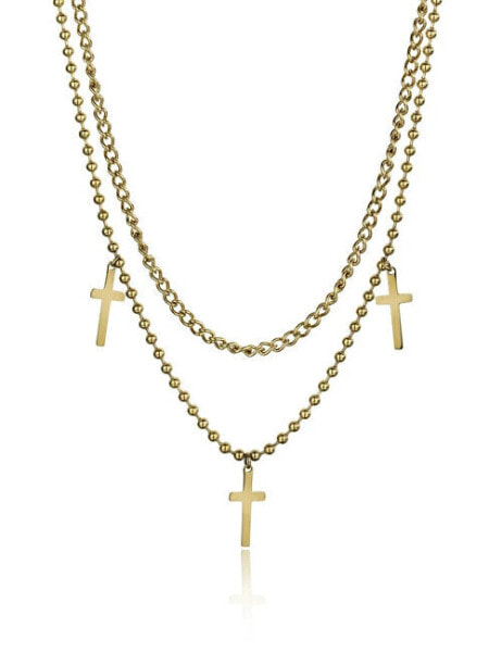 Double Brooke Gold Necklace MCN23106G