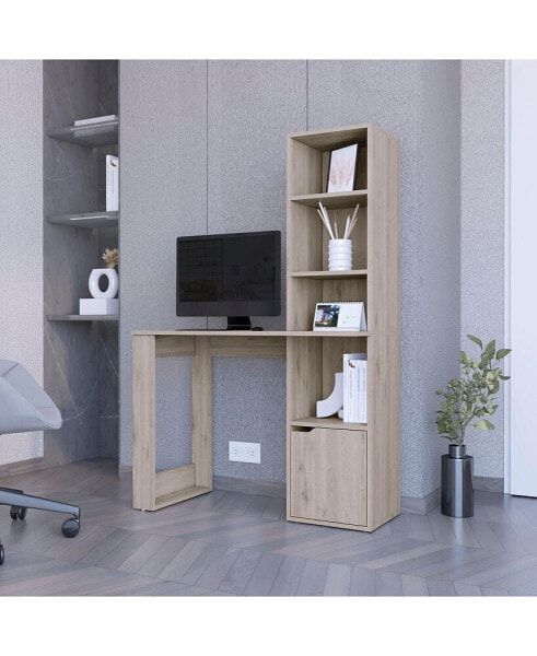 Riverton Computer Desk with Bookcase 4-Tier Shelf and Cabinet